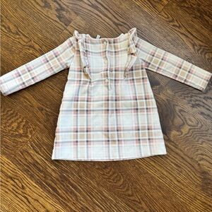 Janie and Jack Plaid Dress - Cream and Pink